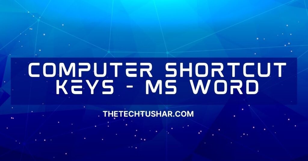Computer Shortcut Keys - MS Word 