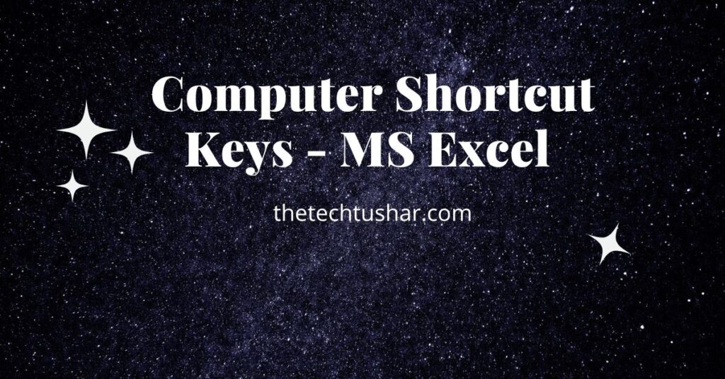 Computer Shortcut Keys - MS Excel